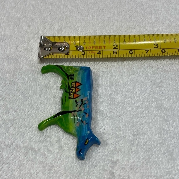 Hand Painted Colourful Cow Brooch Pin Unisex - Picture 6 of 7